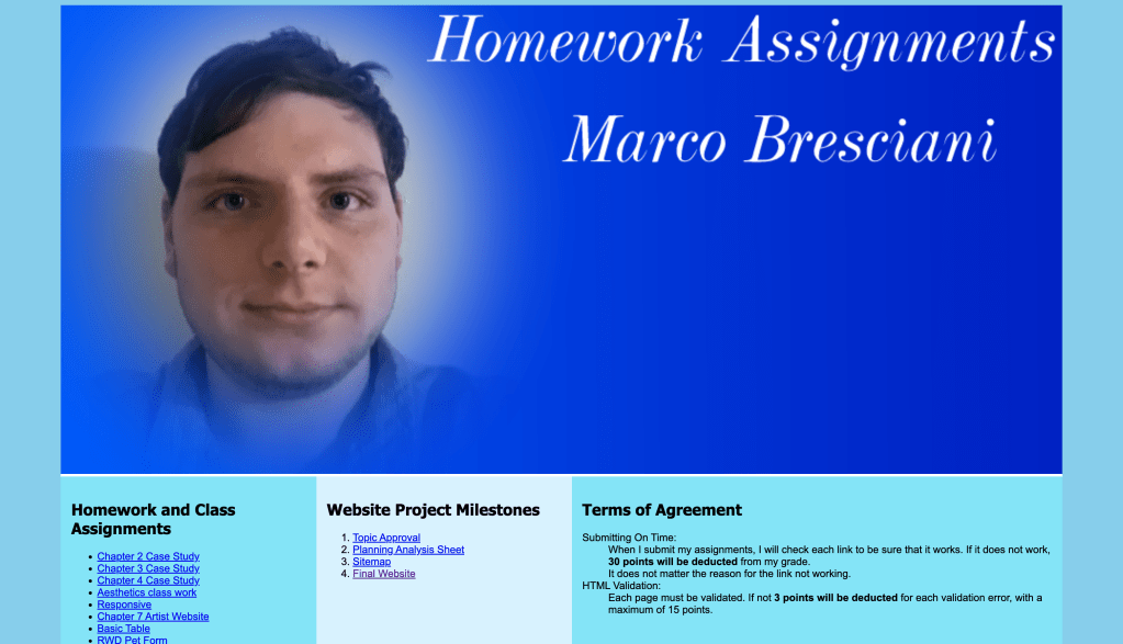 CSCI 115 Website Design Web Page